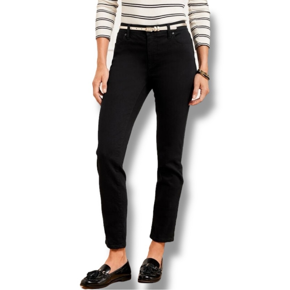 Talbots Size 6 Curvy Classic Black Denim Slim Ankle Jeans Cotton-Poly-Spandex